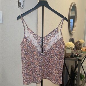 Floral Lace Trim Cami Top
